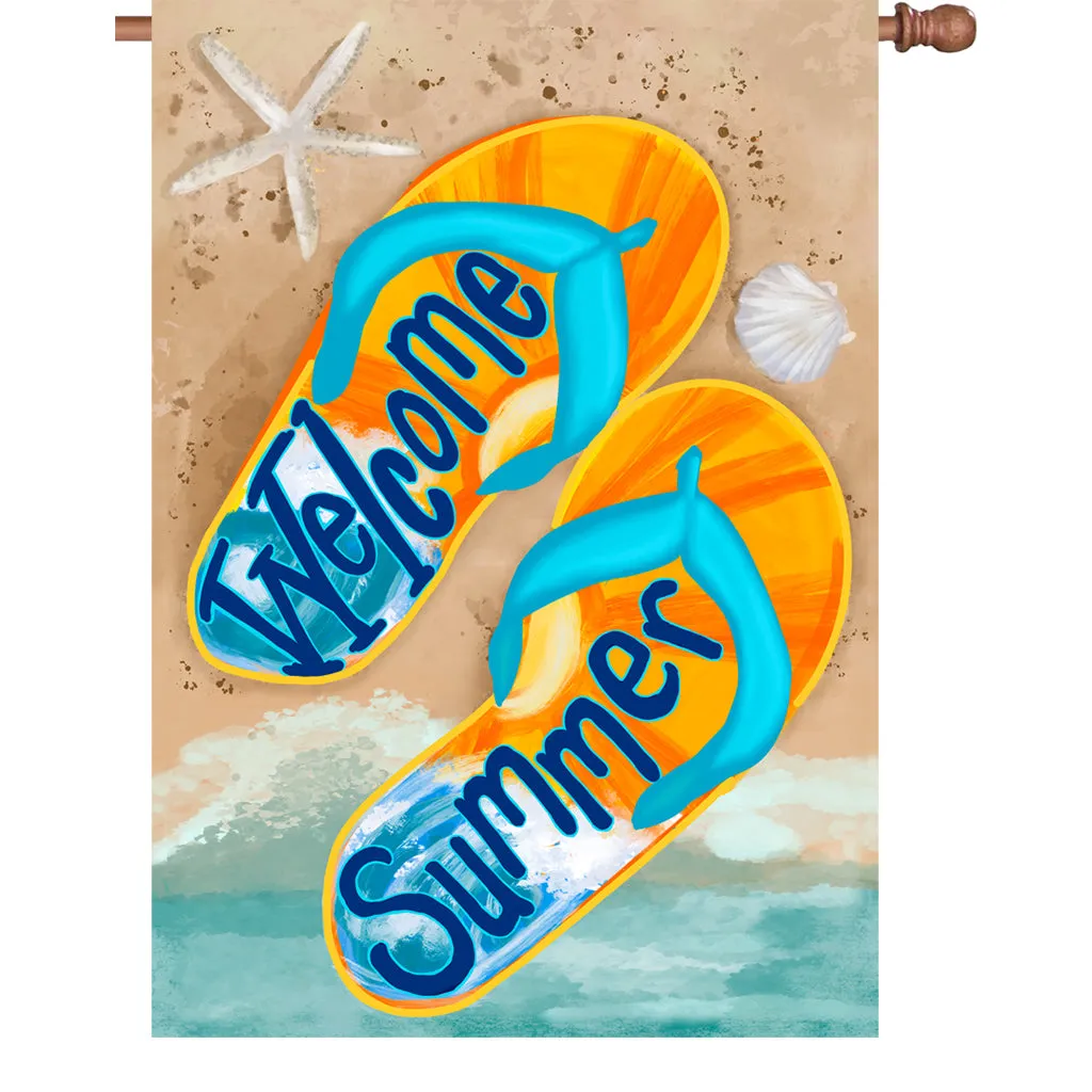 28 in. Flag - Summer Welcome Flip Flops