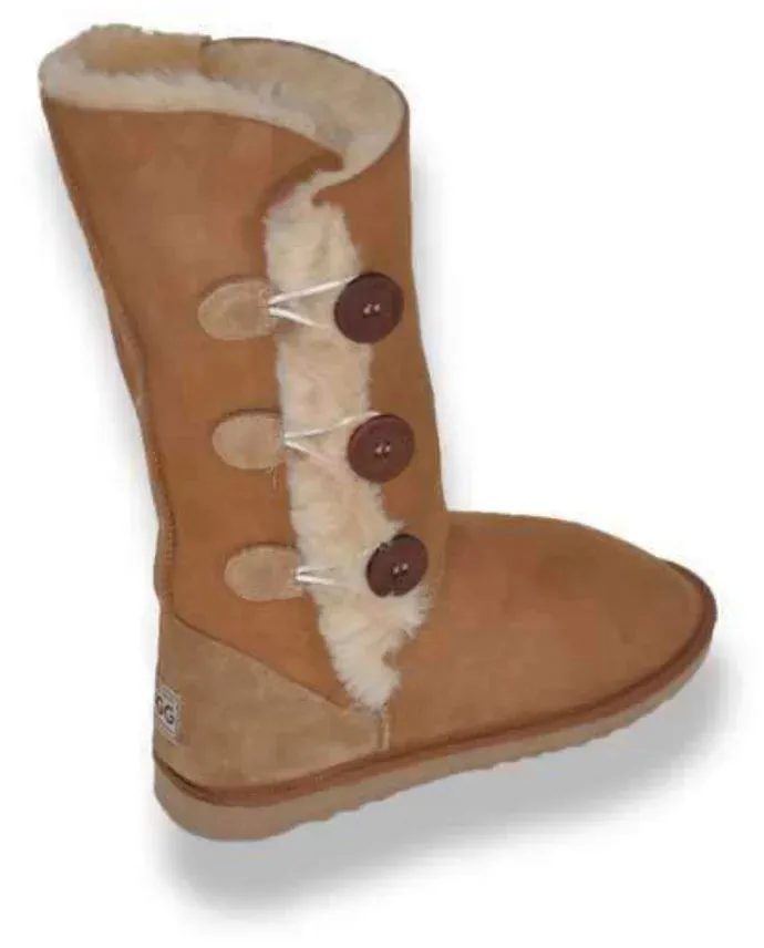 3 Button Ugg Boots 14” Tall - Camel