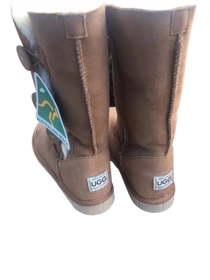 3 Button Ugg Boots 14” Tall - Camel