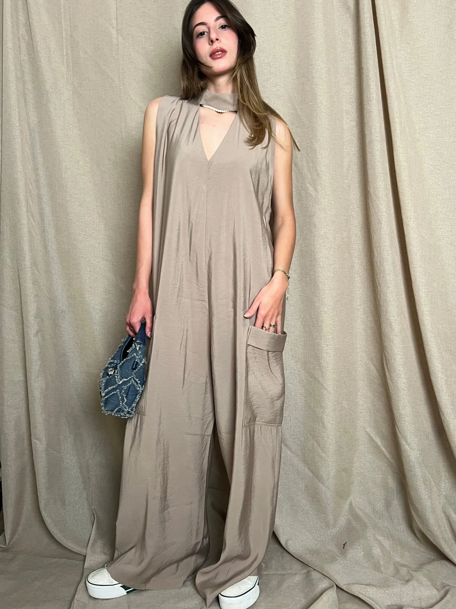 Beige Loose Jumpsuit