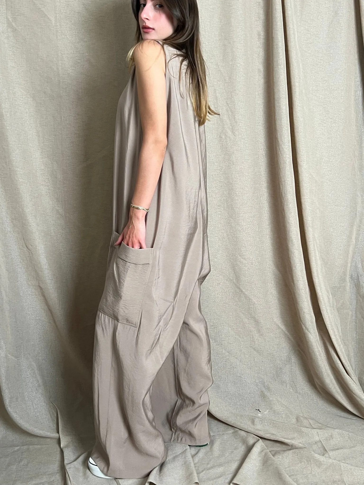 Beige Loose Jumpsuit