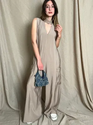 Beige Loose Jumpsuit