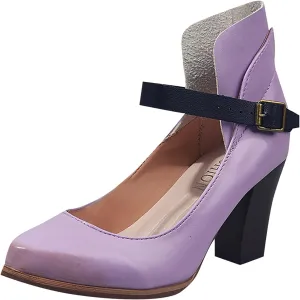 Block Heels Sandals for Women Fashion Pointed Toe Metal Buckle Strap Backless Square Heel Shoes Summer Solid Color Casual Office High Heels