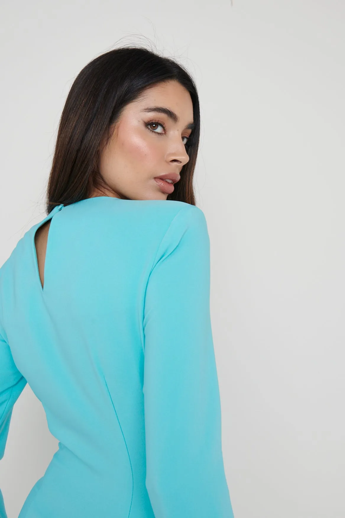 Charlene Long Sleeve Mini Dress - Turquoise