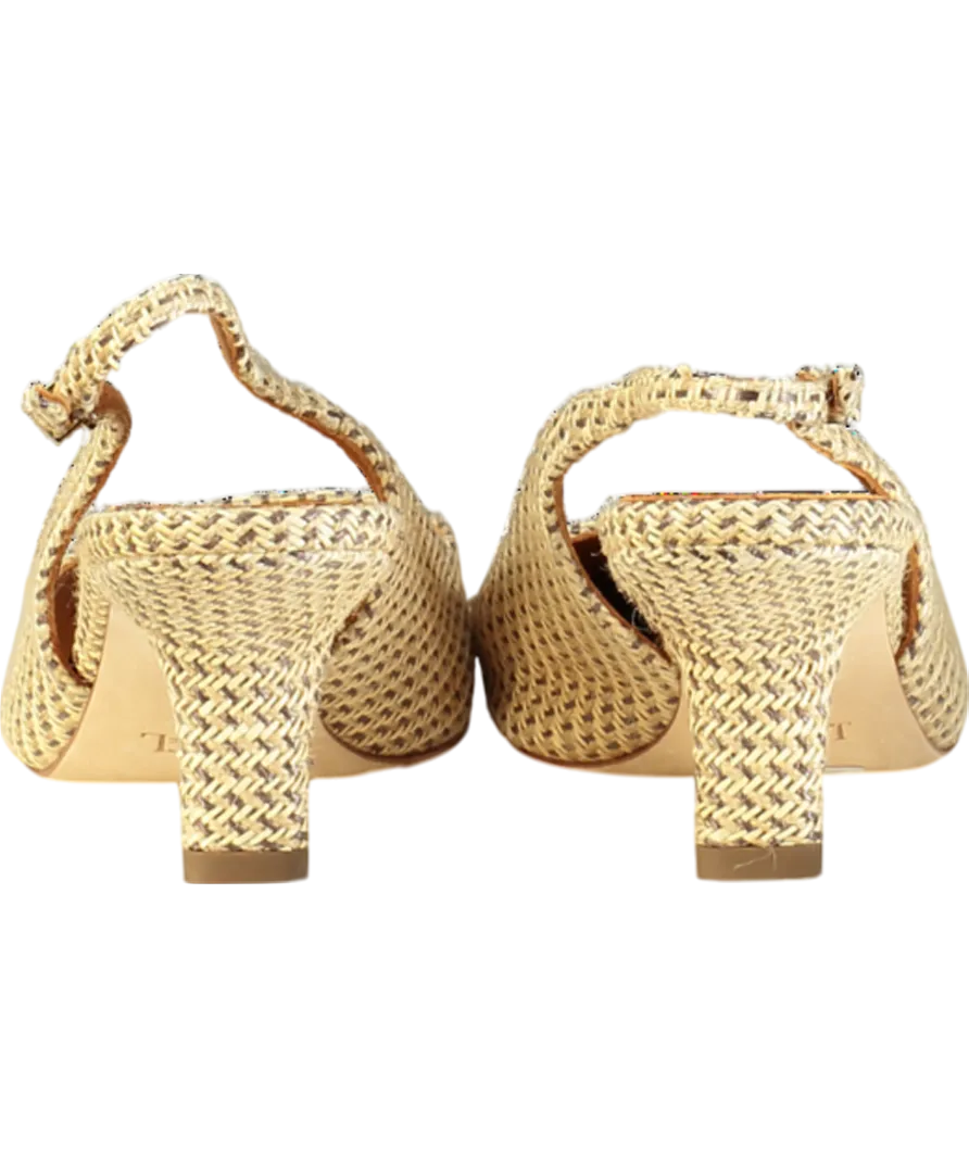 J. Mclaughlin Beige Cassidy Grasscloth Slingback Heels UK 8.5 EU 41.5 