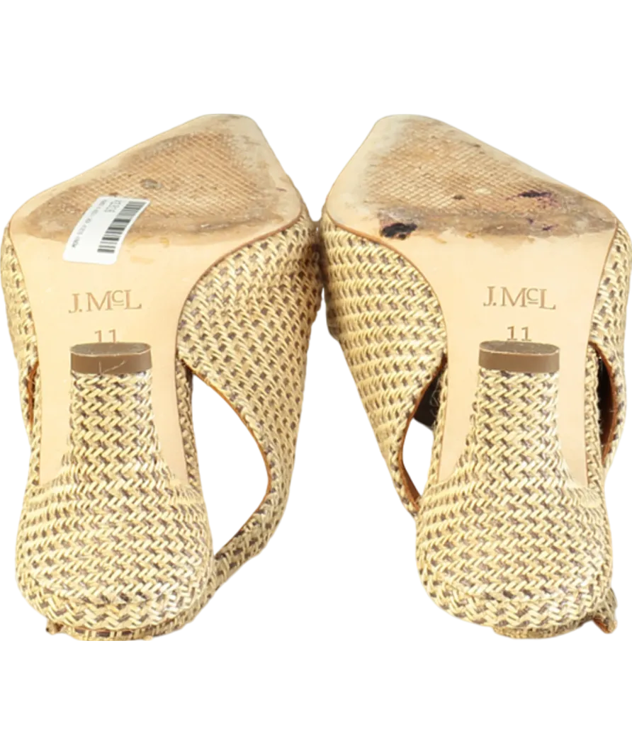 J. Mclaughlin Beige Cassidy Grasscloth Slingback Heels UK 8.5 EU 41.5 