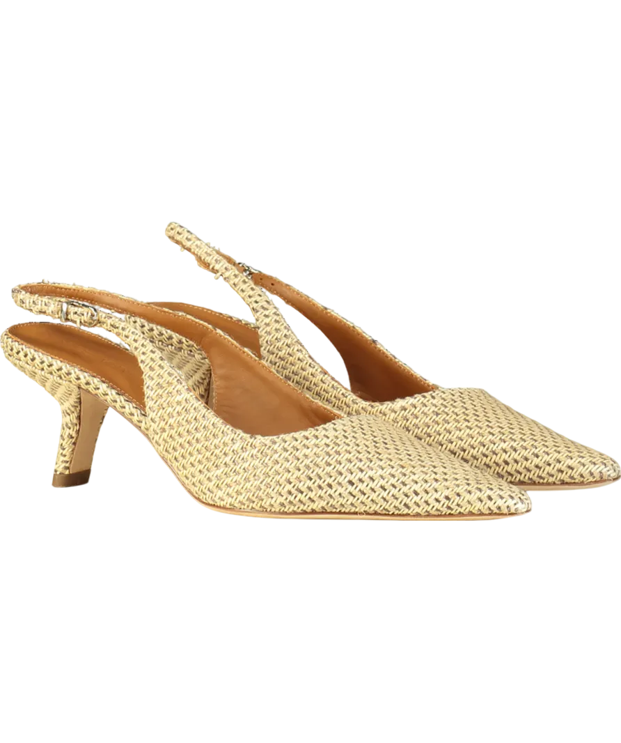 J. Mclaughlin Beige Cassidy Grasscloth Slingback Heels UK 8.5 EU 41.5 