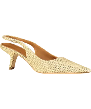 J. Mclaughlin Beige Cassidy Grasscloth Slingback Heels UK 8.5 EU 41.5 