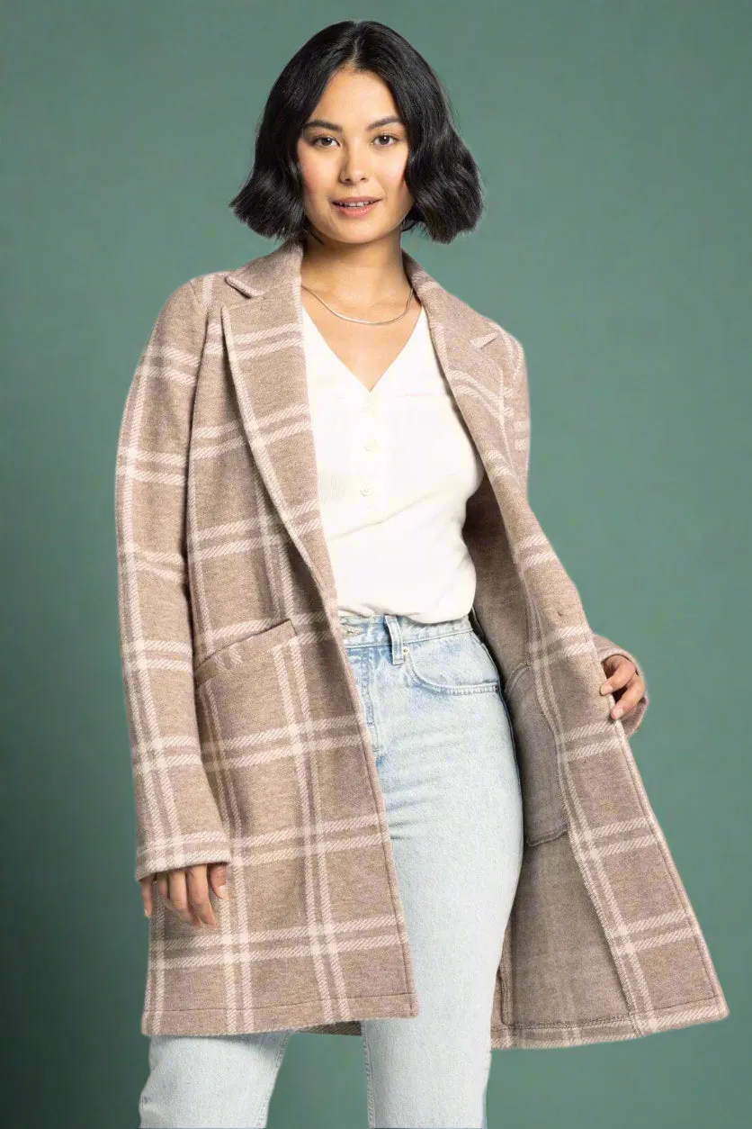 Kenzie Checkered Coat - Beige
