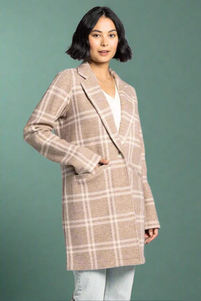 Kenzie Checkered Coat - Beige