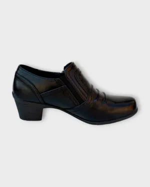 Lady Comfort Women's Noelle 02 Zip Heeled Loafers- Black