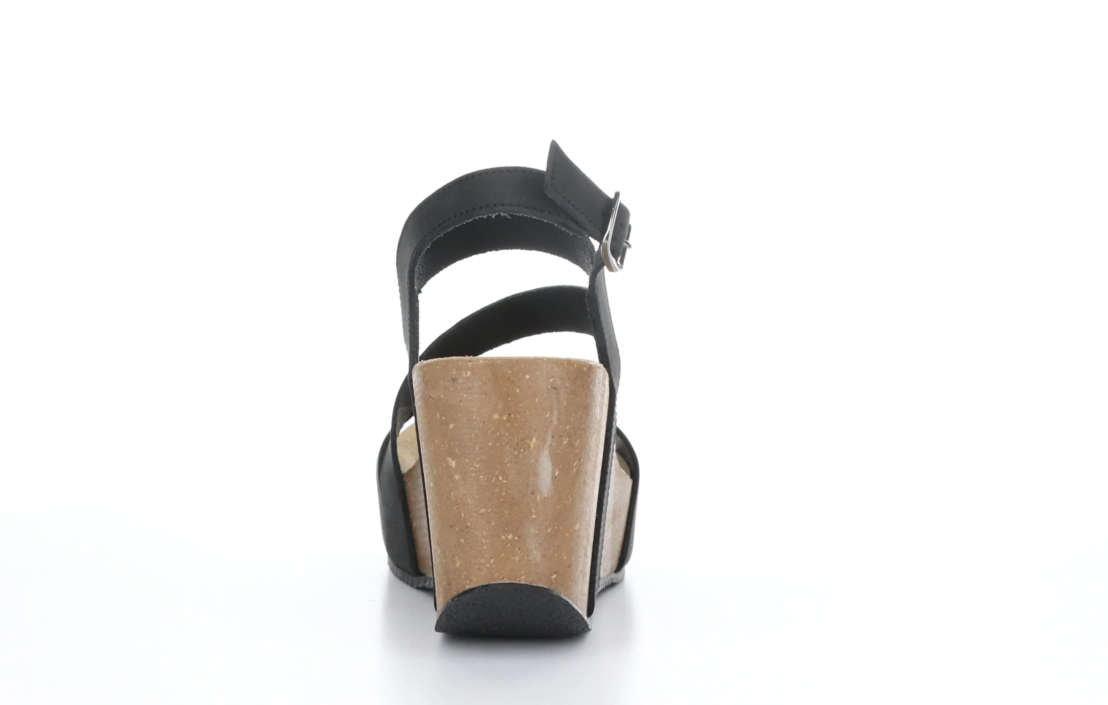 LAMAR Black Buckle Sandals