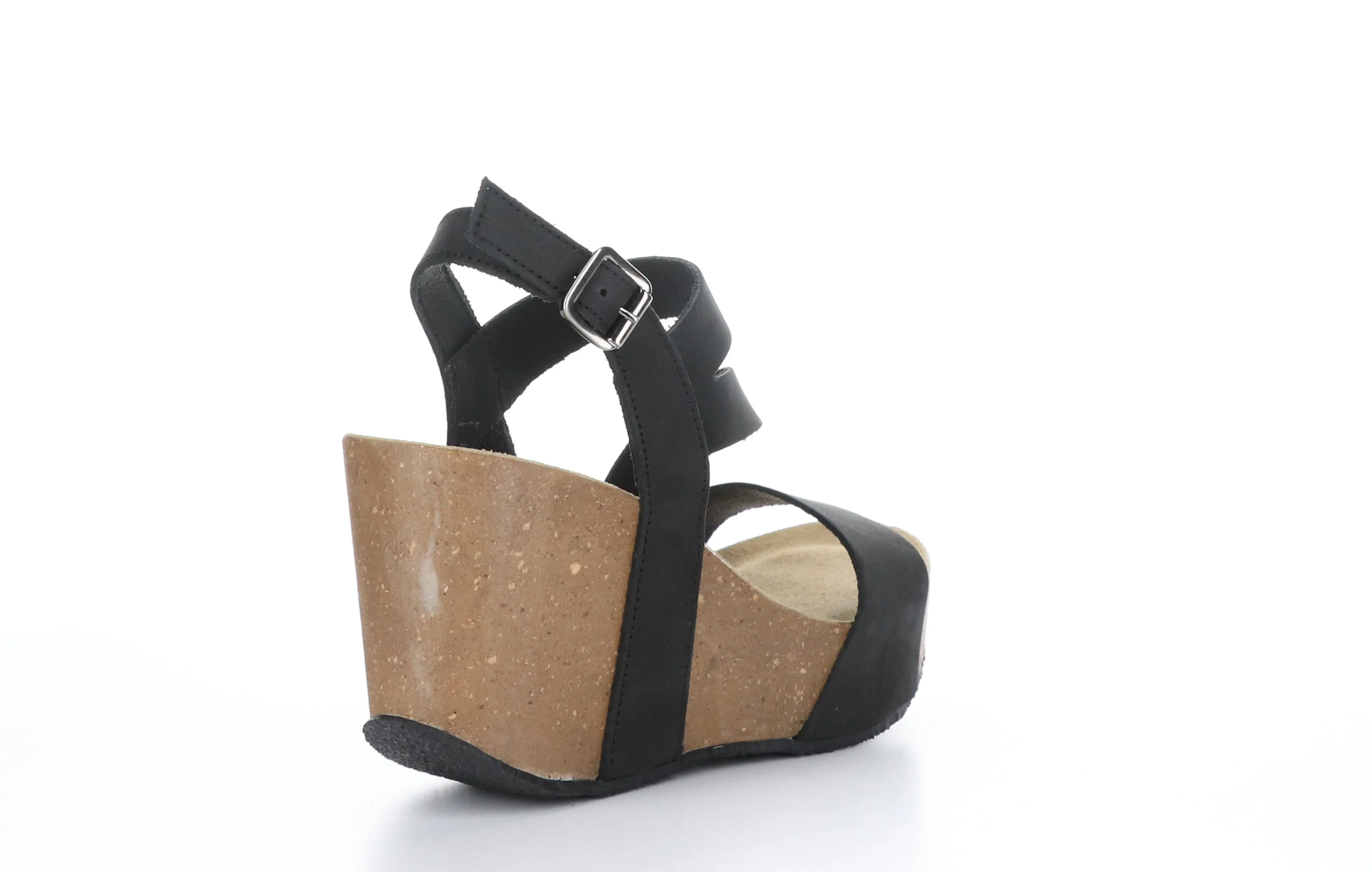 LAMAR Black Buckle Sandals