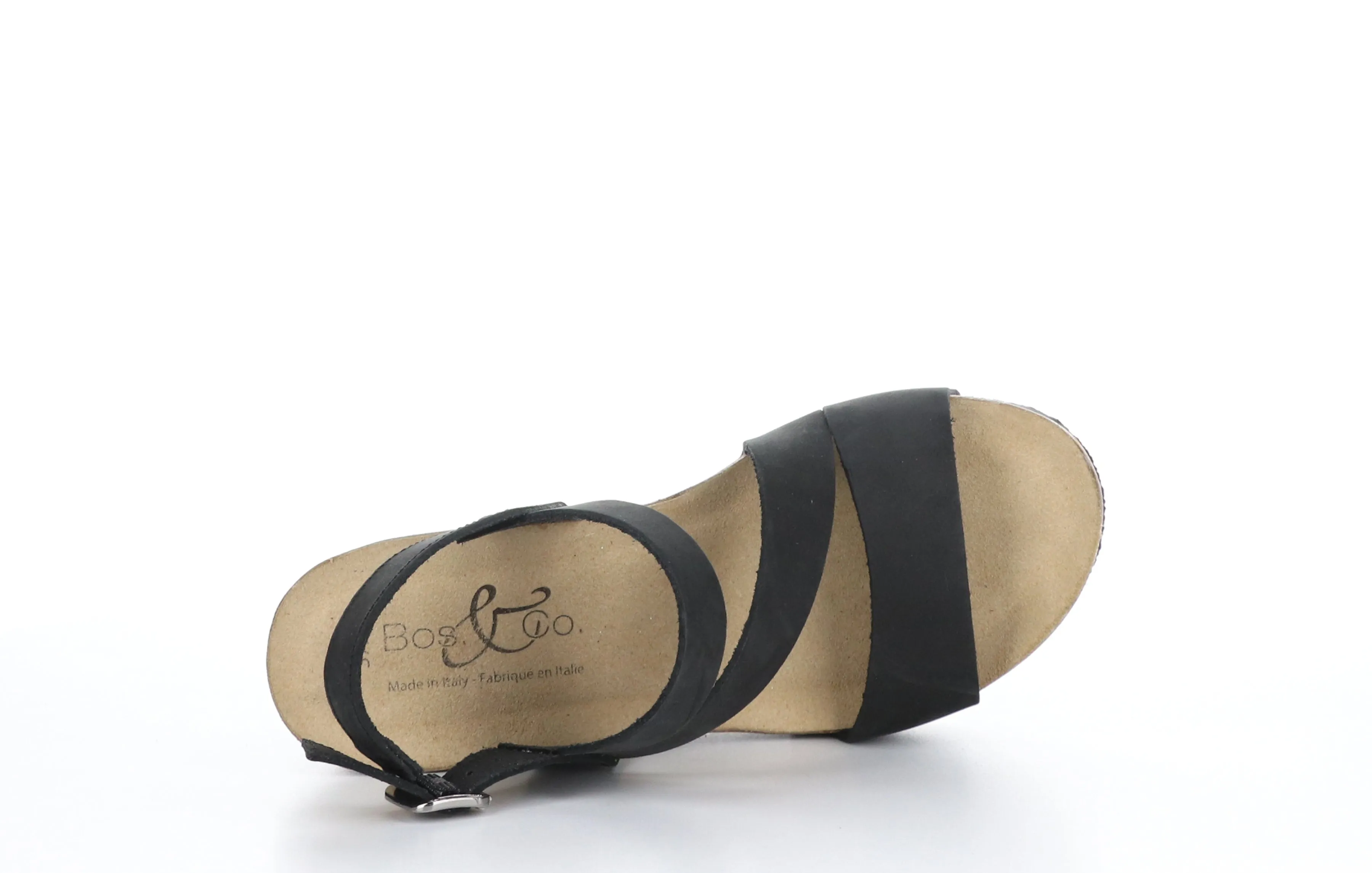 LAMAR Black Buckle Sandals