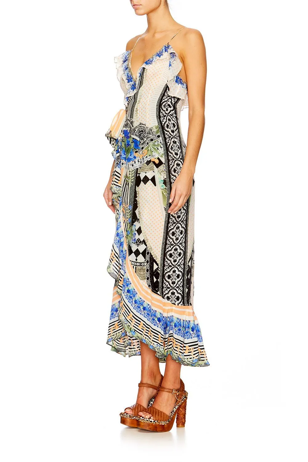 LONG WRAP DRESS WITH FRILL SALVADOR SECRETS
