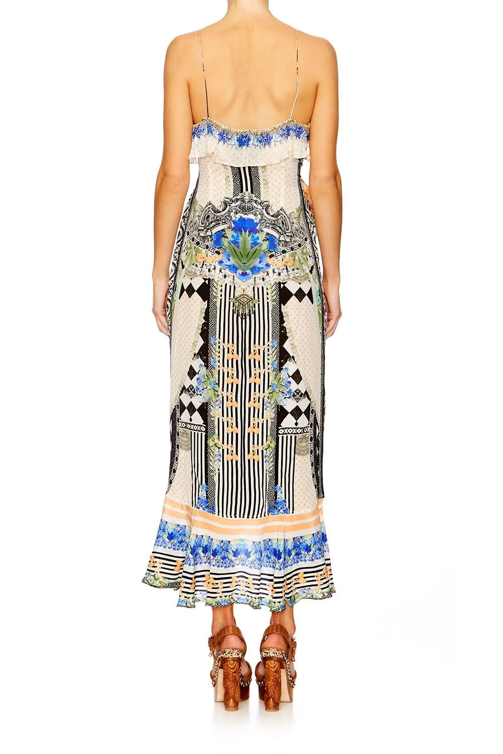 LONG WRAP DRESS WITH FRILL SALVADOR SECRETS