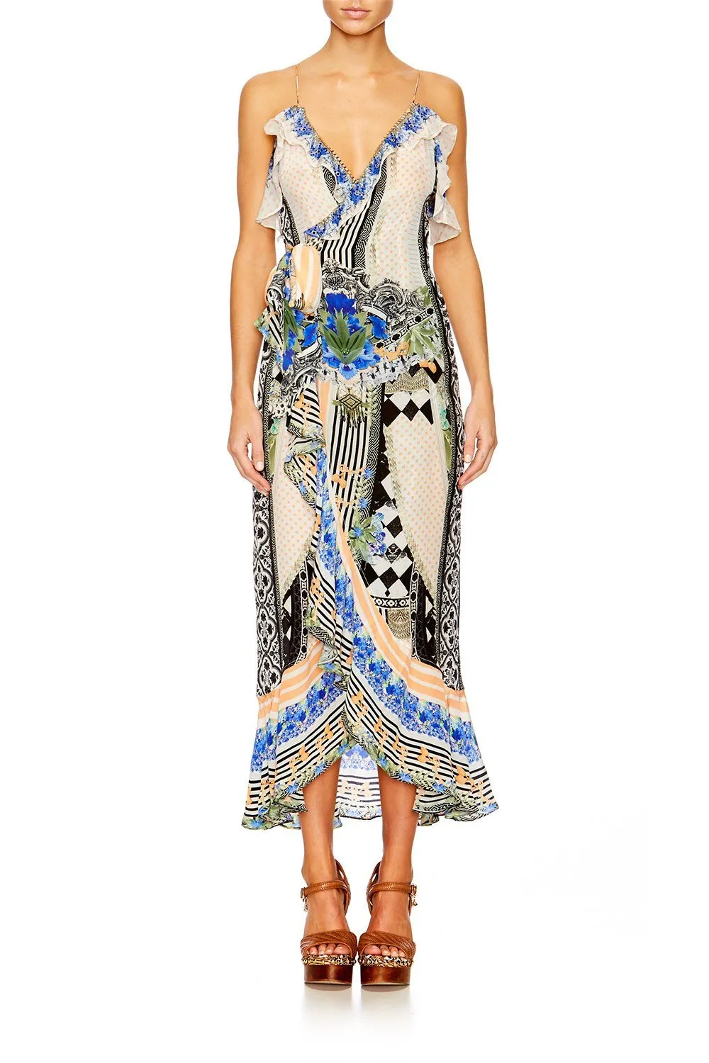LONG WRAP DRESS WITH FRILL SALVADOR SECRETS