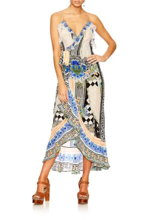 LONG WRAP DRESS WITH FRILL SALVADOR SECRETS
