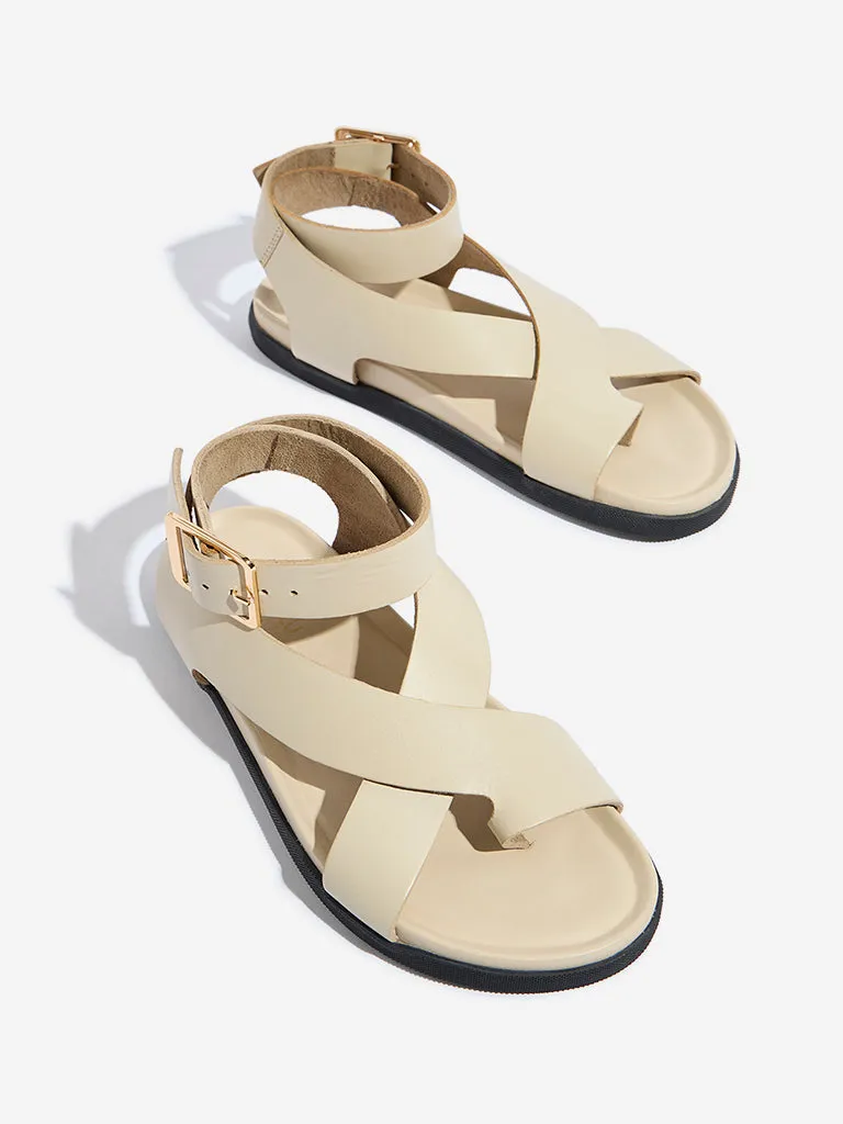 LUNA BLU Ivory Toe-Ring Gladiator Sandals