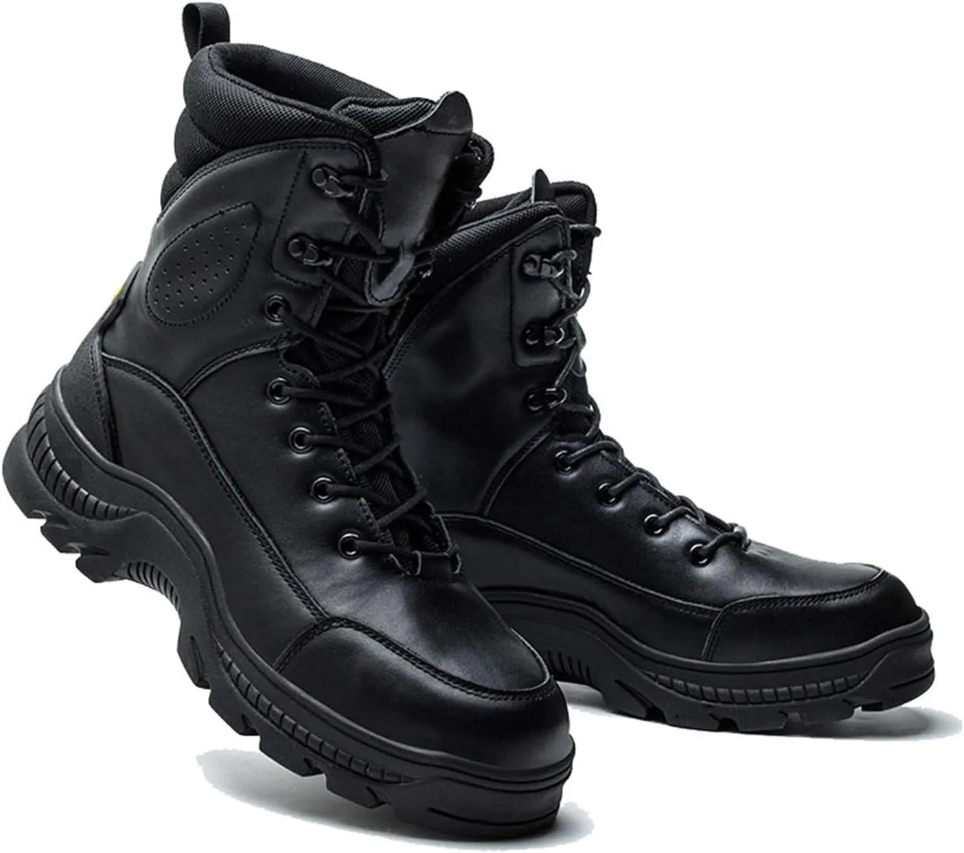 Men Safety Boots for Industrial, Men's Comfortable Anti-Smash and Anti-Puncture Lace up High Top Safety Steel Toe Work Boots, Breathable Waterproof Abrasion Resistant Work Shoes