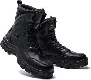 Men Safety Boots for Industrial, Men's Comfortable Anti-Smash and Anti-Puncture Lace up High Top Safety Steel Toe Work Boots, Breathable Waterproof Abrasion Resistant Work Shoes