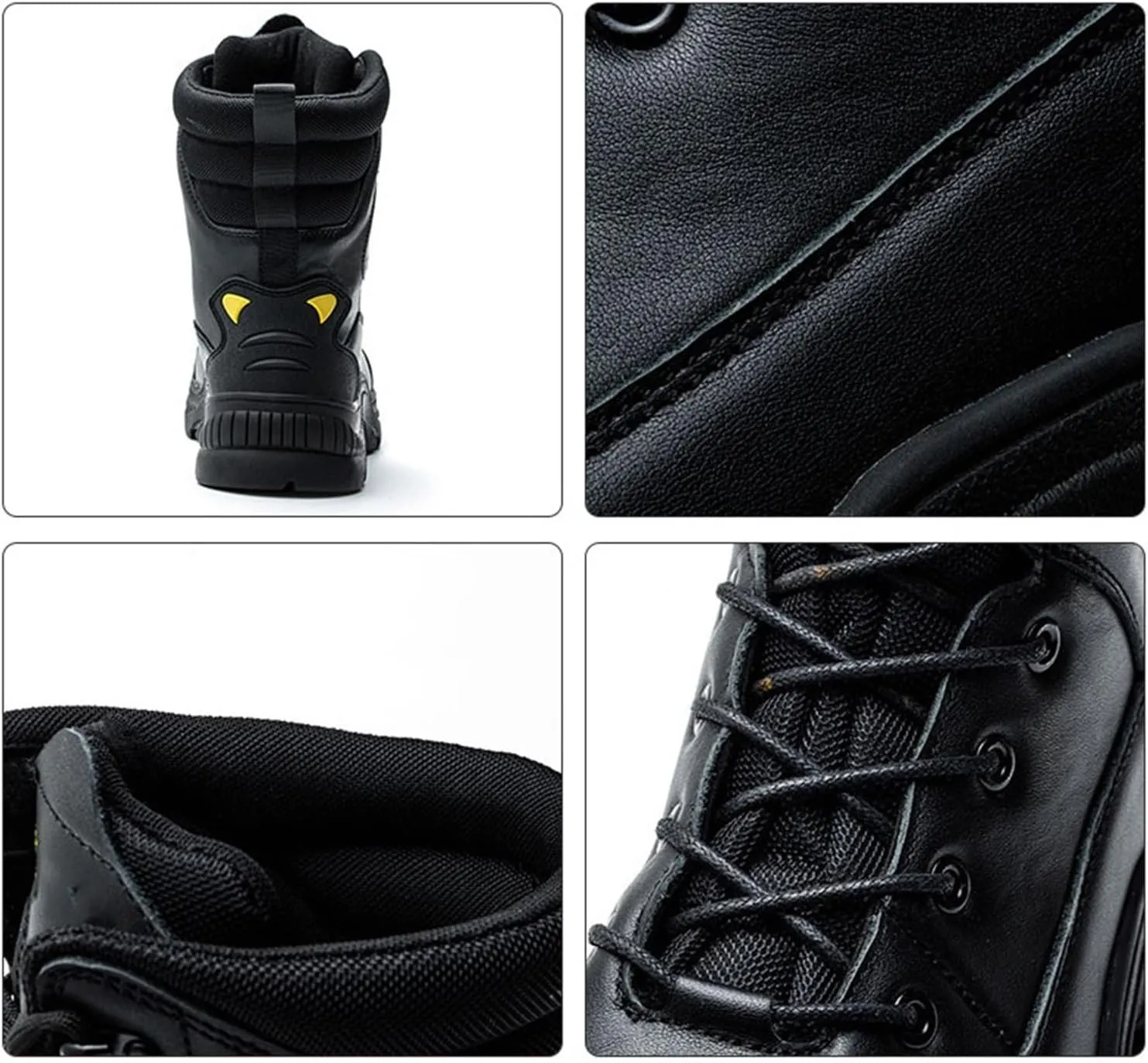 Men Safety Boots for Industrial, Men's Comfortable Anti-Smash and Anti-Puncture Lace up High Top Safety Steel Toe Work Boots, Breathable Waterproof Abrasion Resistant Work Shoes