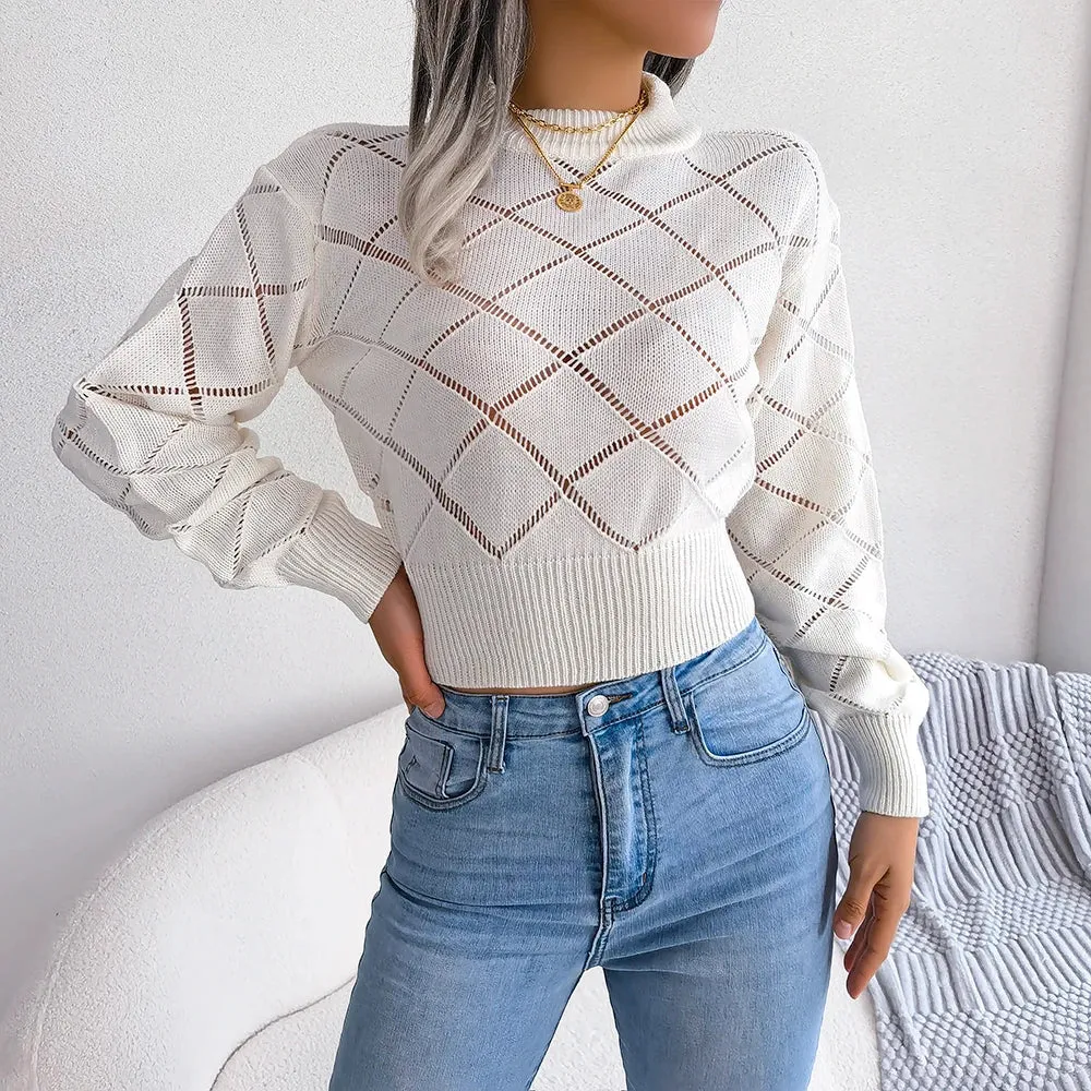 Miriel | Hollow Knit Crop Sweater - Trendy Women’s Top