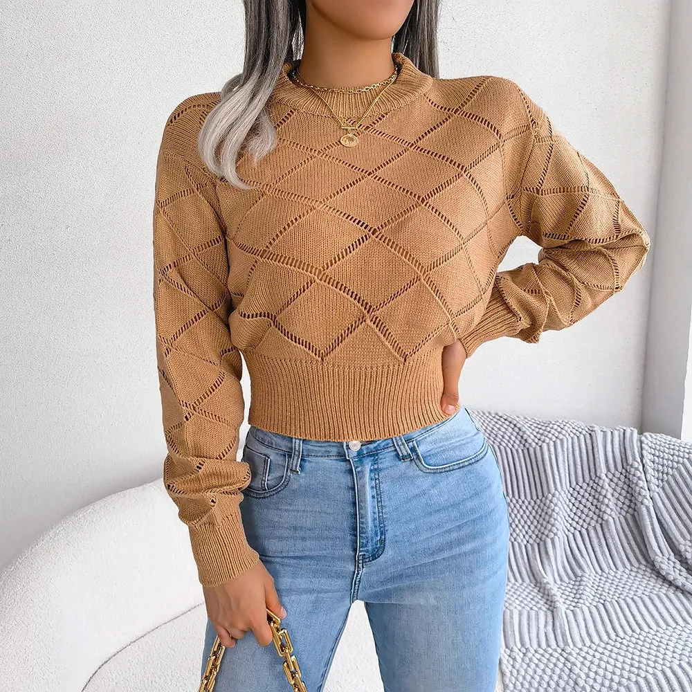 Miriel | Hollow Knit Crop Sweater - Trendy Women’s Top