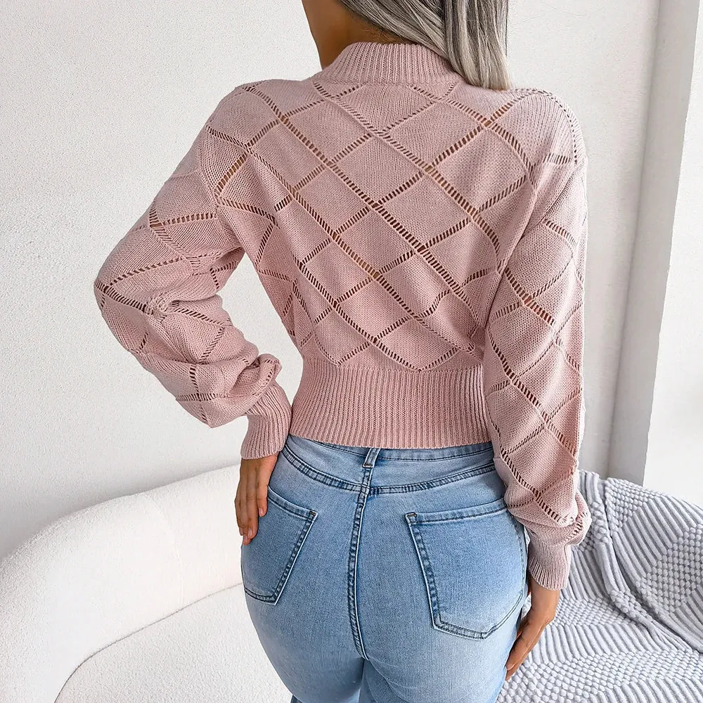 Miriel | Hollow Knit Crop Sweater - Trendy Women’s Top