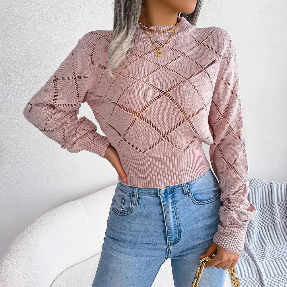 Miriel | Hollow Knit Crop Sweater - Trendy Women’s Top