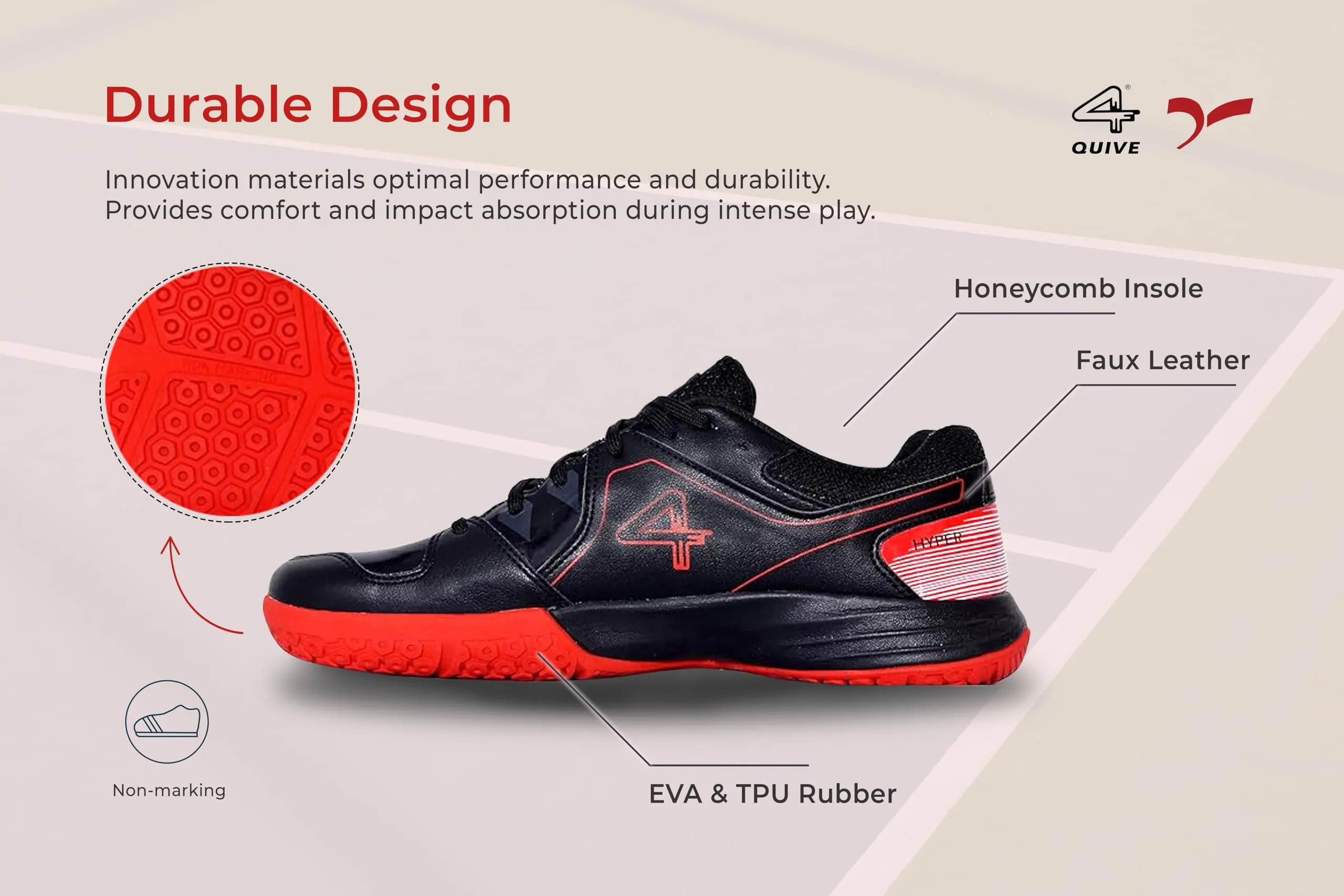 QUIVE SEGA HYPER Badminton Squash Volleyball Court Shoes