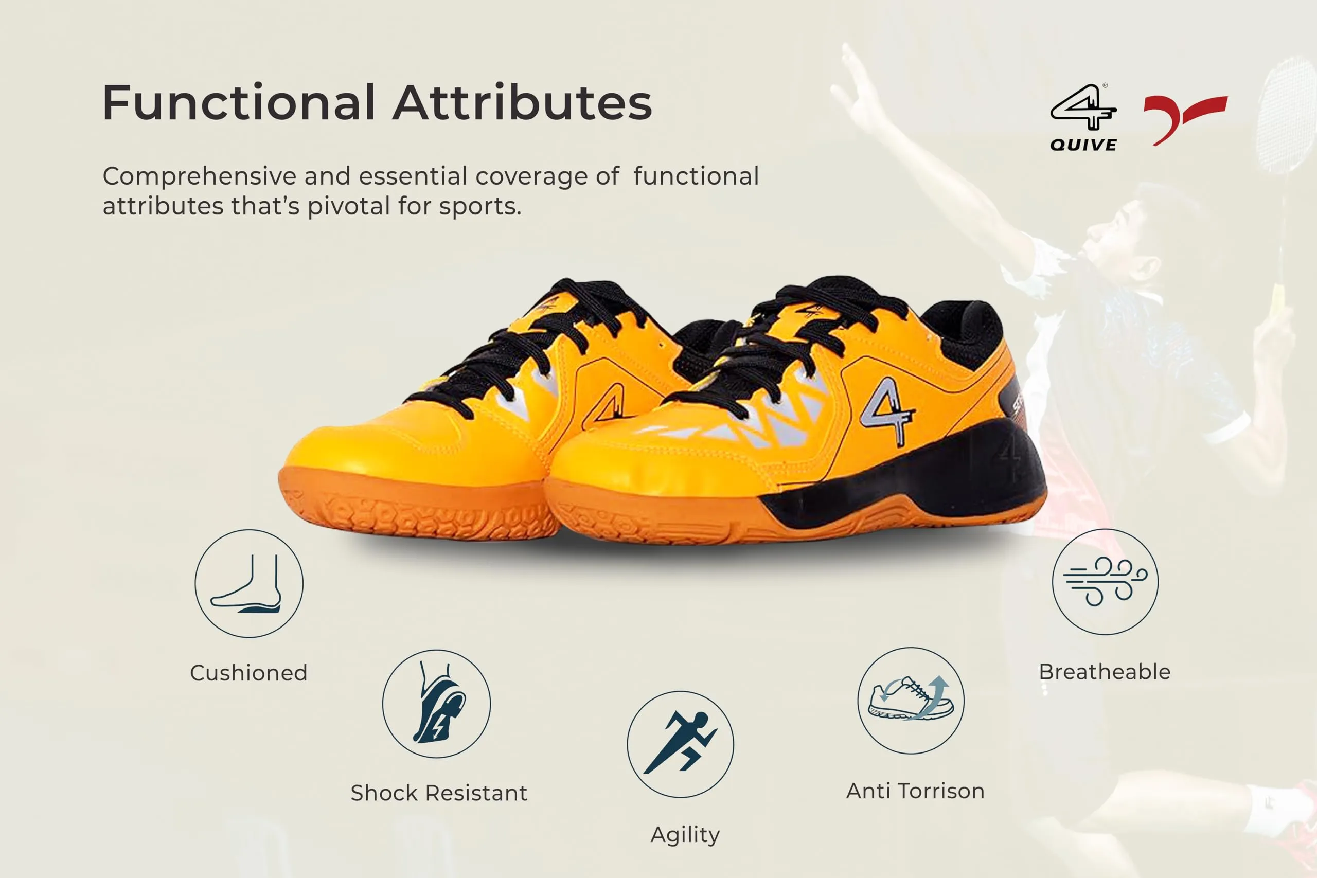 QUIVE SEGA HYPER Badminton Squash Volleyball Court Shoes