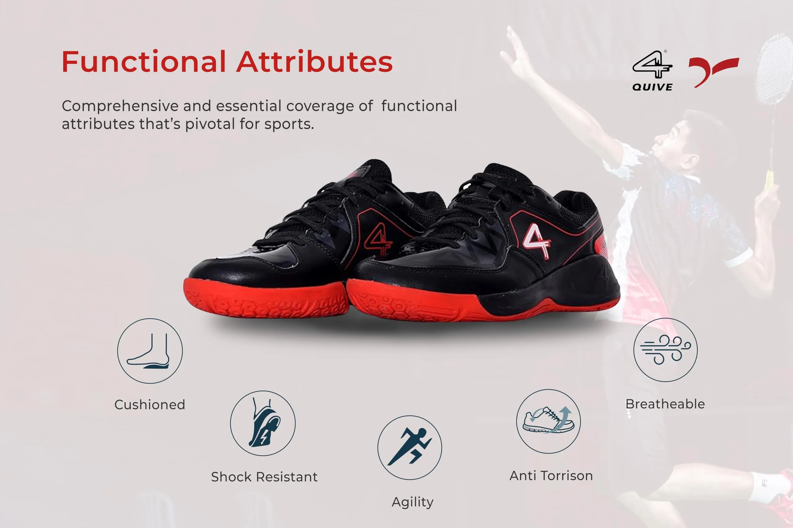 QUIVE SEGA HYPER Badminton Squash Volleyball Court Shoes