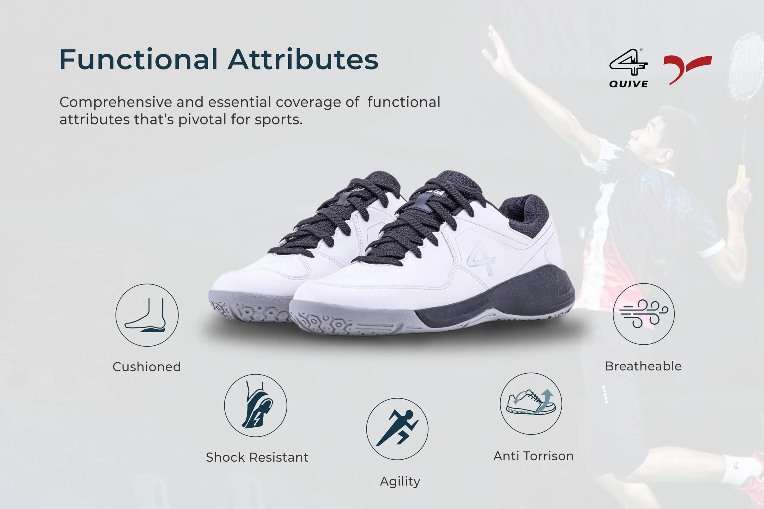 QUIVE SEGA HYPER Badminton Squash Volleyball Court Shoes