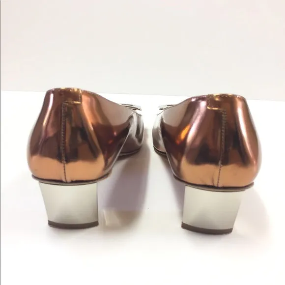ROGER VIVIER 45mm DECOLLET BELLE  METALLIC PUMPS SIZE 37.5