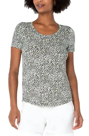 Scoop  Neck SS Tee White Mini Cheetah