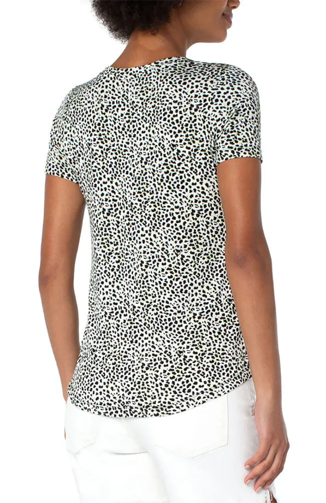 Scoop  Neck SS Tee White Mini Cheetah