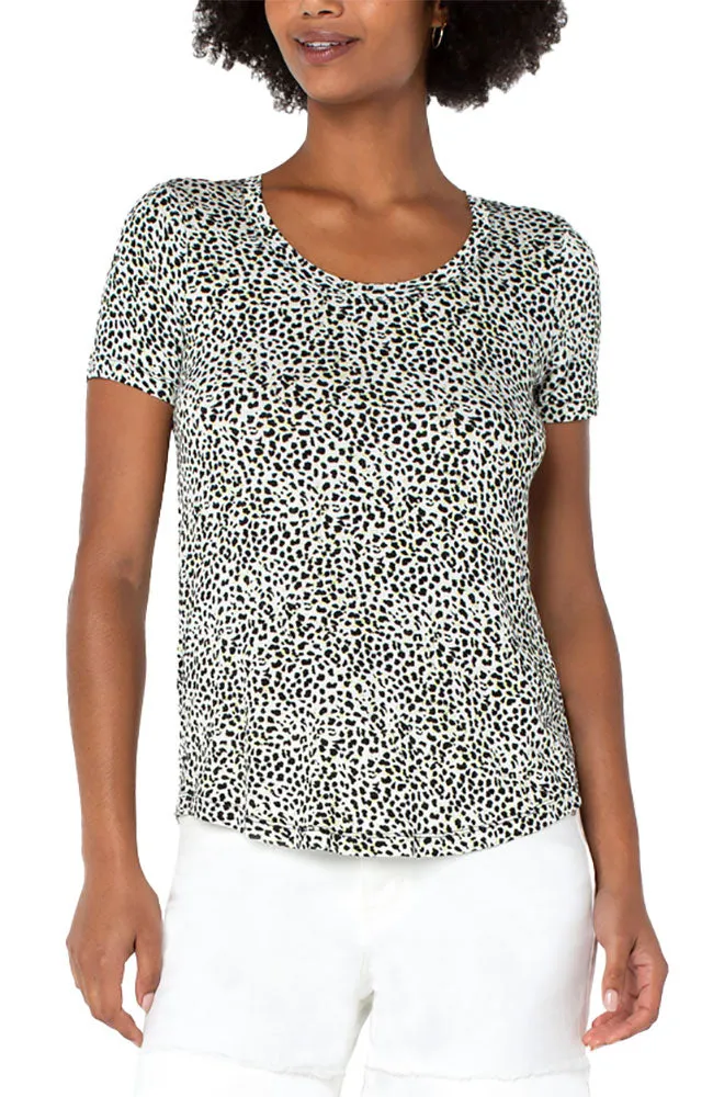 Scoop  Neck SS Tee White Mini Cheetah