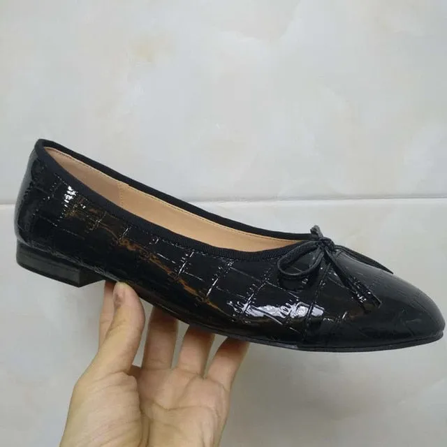 Shoes Woman Basic Pumps 2021 Two Color Splicing Classic Bow Ballet Work Shoe Large Size Tweed Low Heels Fashion Women Shoes Pump