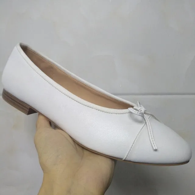 Shoes Woman Basic Pumps 2021 Two Color Splicing Classic Bow Ballet Work Shoe Large Size Tweed Low Heels Fashion Women Shoes Pump