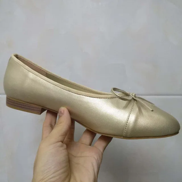 Shoes Woman Basic Pumps 2021 Two Color Splicing Classic Bow Ballet Work Shoe Large Size Tweed Low Heels Fashion Women Shoes Pump