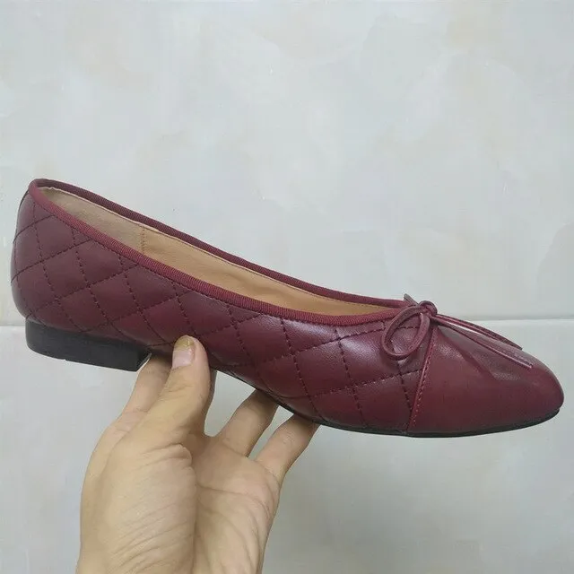 Shoes Woman Basic Pumps 2021 Two Color Splicing Classic Bow Ballet Work Shoe Large Size Tweed Low Heels Fashion Women Shoes Pump