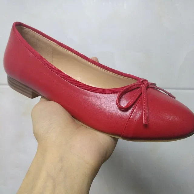 Shoes Woman Basic Pumps 2021 Two Color Splicing Classic Bow Ballet Work Shoe Large Size Tweed Low Heels Fashion Women Shoes Pump