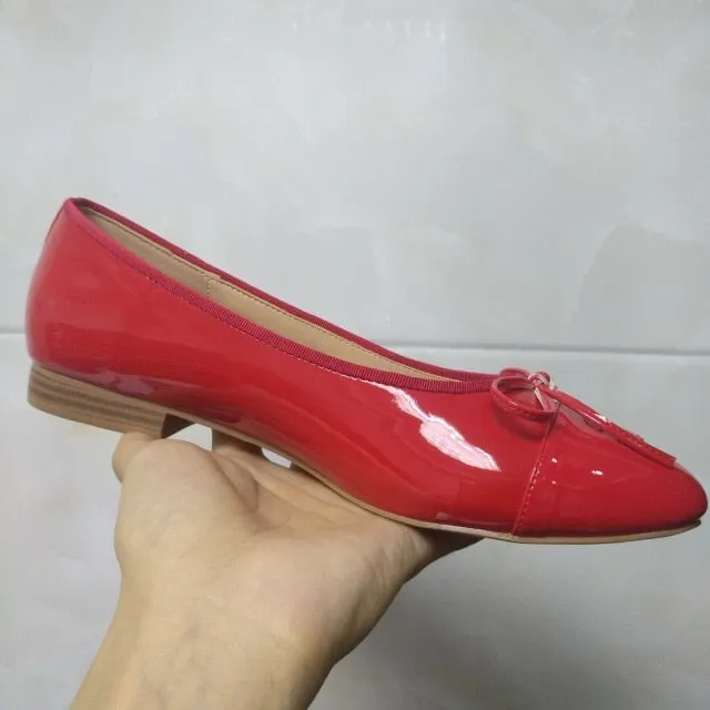 Shoes Woman Basic Pumps 2021 Two Color Splicing Classic Bow Ballet Work Shoe Large Size Tweed Low Heels Fashion Women Shoes Pump