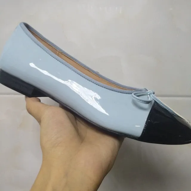 Shoes Woman Basic Pumps 2021 Two Color Splicing Classic Bow Ballet Work Shoe Large Size Tweed Low Heels Fashion Women Shoes Pump