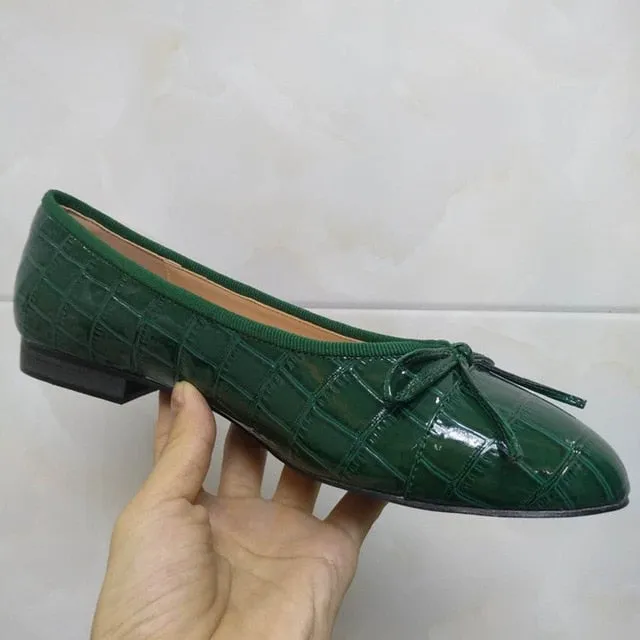 Shoes Woman Basic Pumps 2021 Two Color Splicing Classic Bow Ballet Work Shoe Large Size Tweed Low Heels Fashion Women Shoes Pump