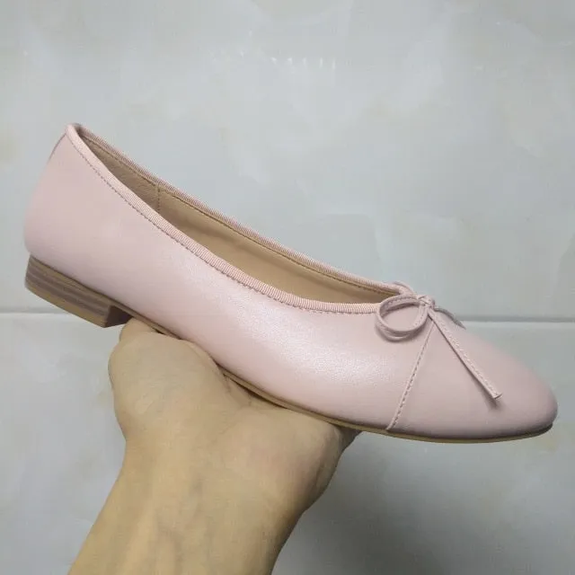 Shoes Woman Basic Pumps 2021 Two Color Splicing Classic Bow Ballet Work Shoe Large Size Tweed Low Heels Fashion Women Shoes Pump