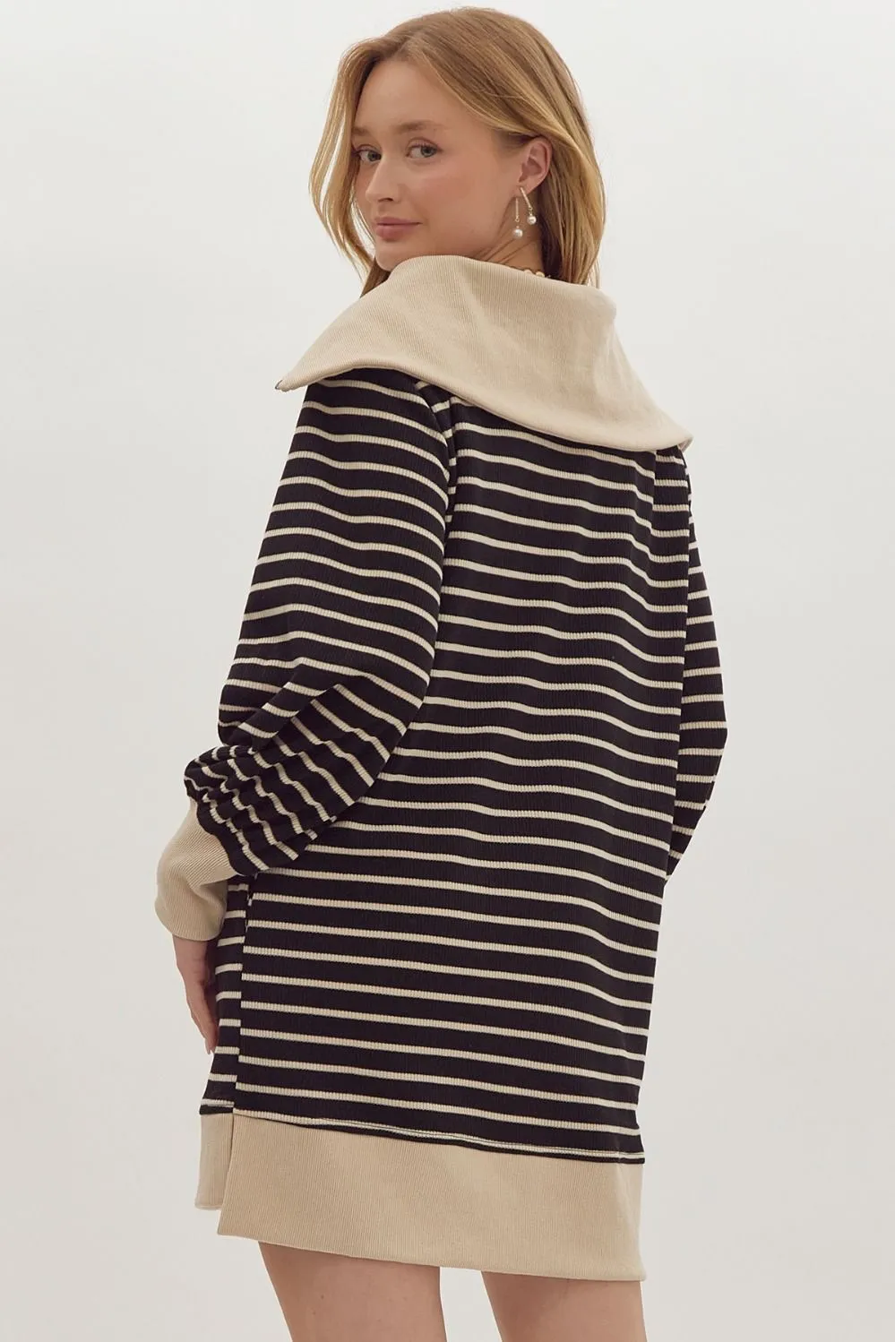 Striped Favorite Black Textured Dress