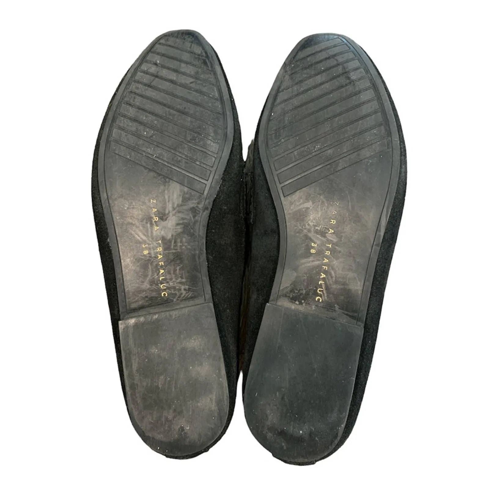 Sz 7.5 Zara Black Suede Slip On Loafer Flats