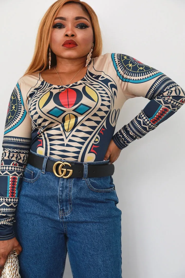 Tribal Print BodyCon Top